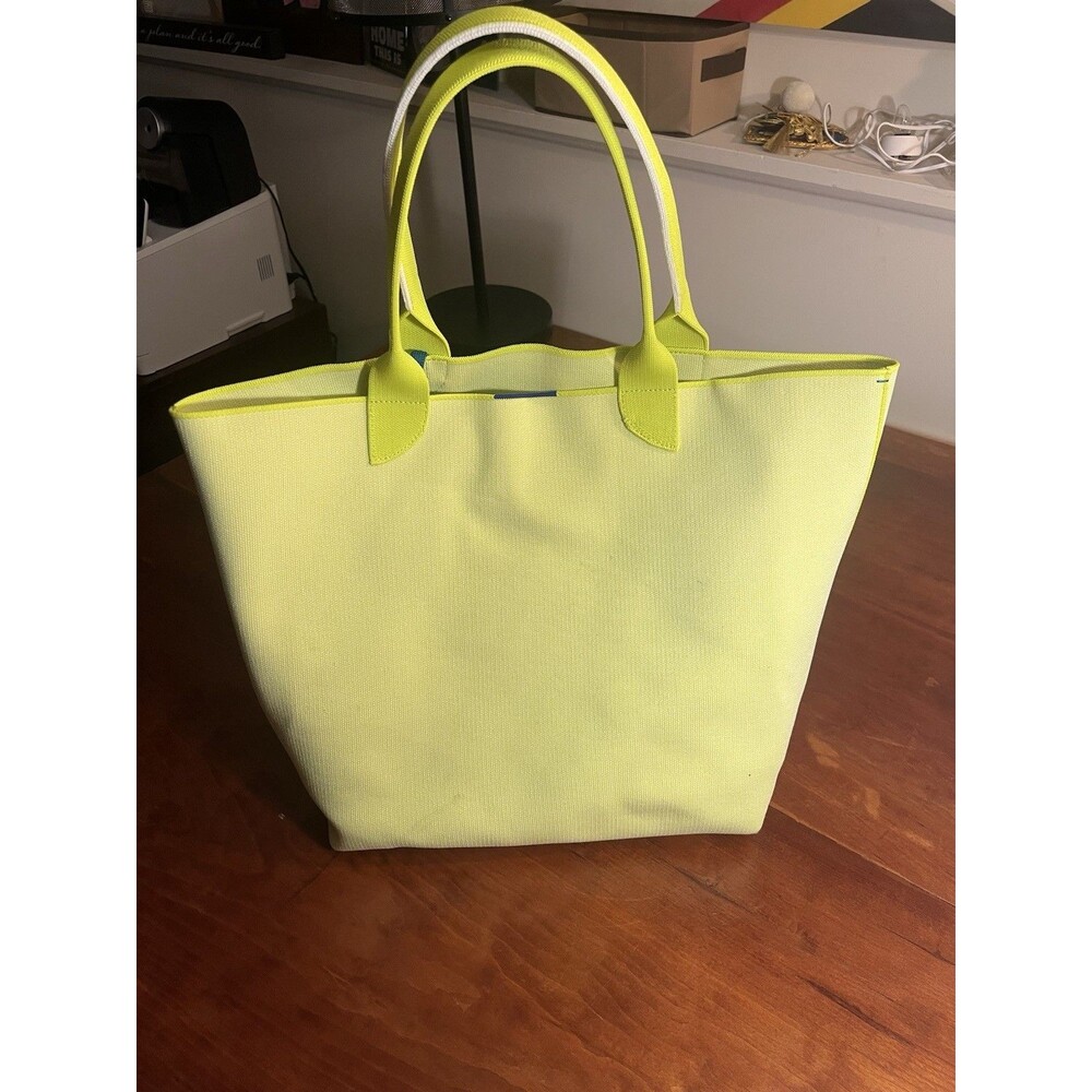 Rothy’s Women’s Yellow Tote Bag, Double Handles, Solid, Logo Accents, Trapezoid